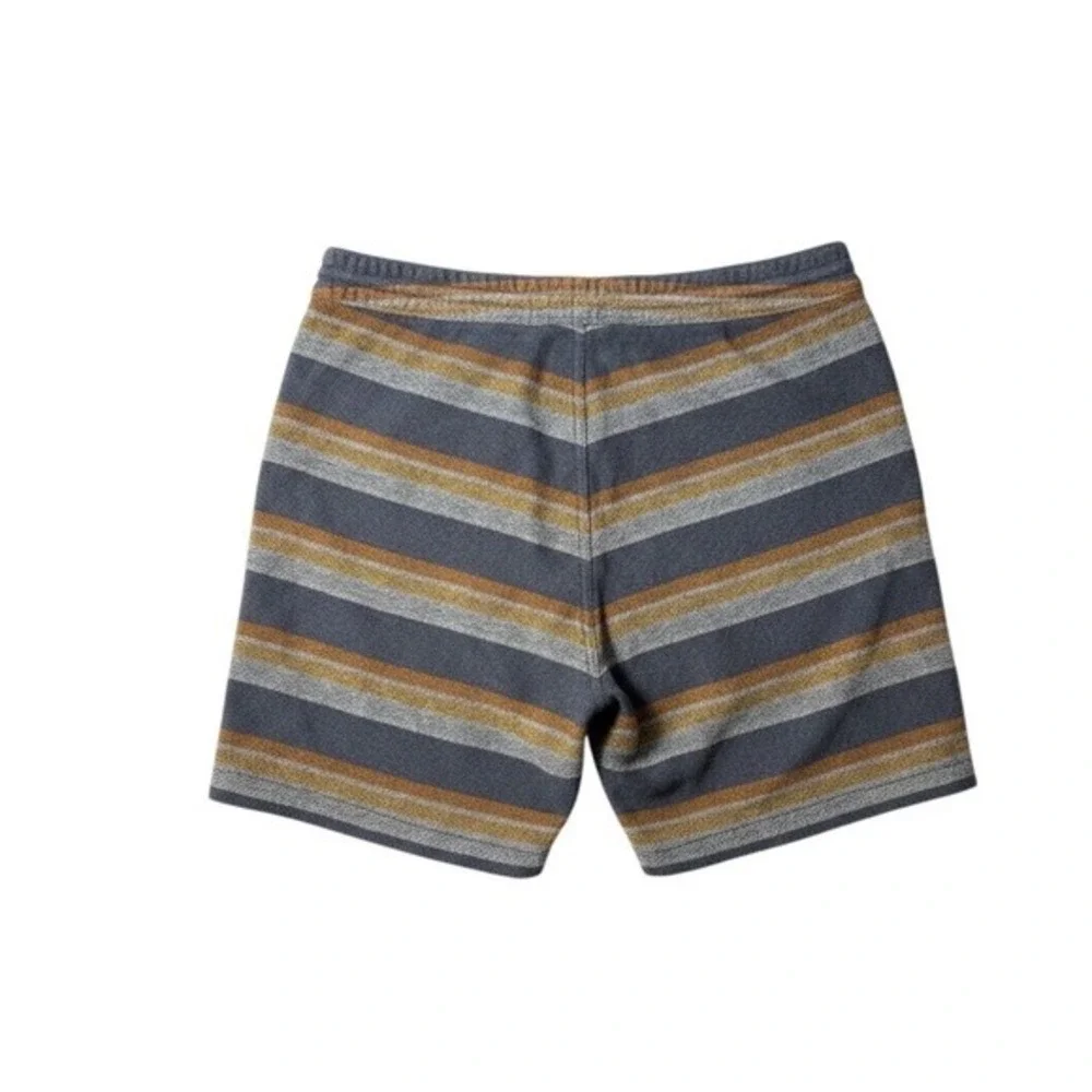 Vissla‎ Mens Striped Hybrid Walkshorts Blue Grey Yellow Drawstring Size 32
